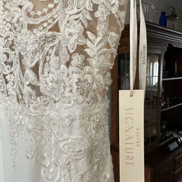 NWT Galina Signature Style SV830 Sheer Bodice Lace Wedding Dress - Picture 6 of 16